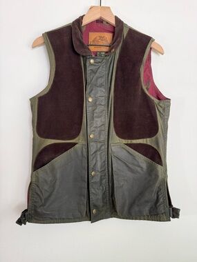 Vintage Lewis Creek Waxed Cotton Moleskin Hunting Vest w/ Double Zip Size S UK48